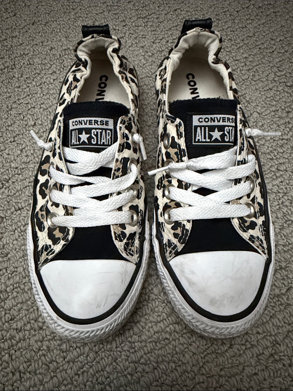 Converse Kids All Star Low Top Sneakers - Black & Leopard Print